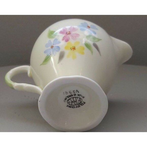 Vintage Foley Bone China, White Cream and Sugar set with blue, yellow and purple - Picture 9 of 9